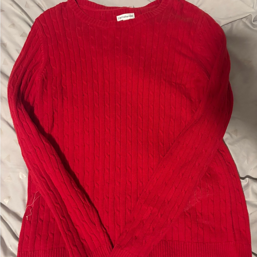 Croft & Barrow Red Cable Knit Crew Neck Sweater
